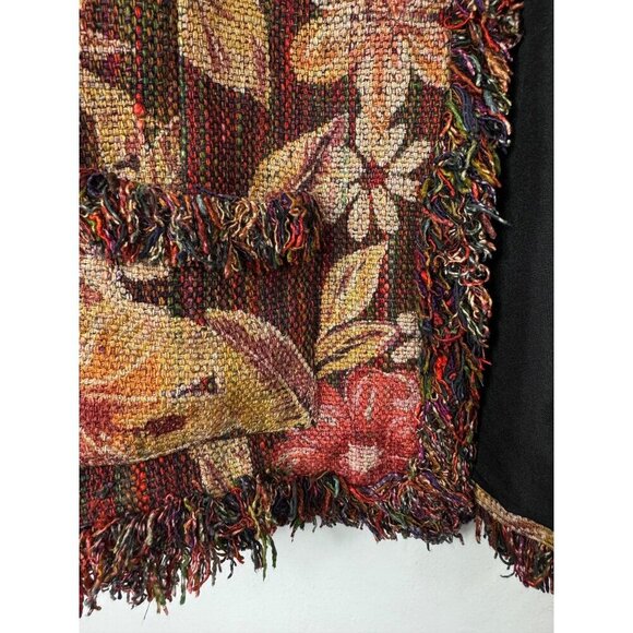 Chico's Size 1 8 Floral Tapestry Jacket Silk Cotton Blend Lined - Picture 5 of 6